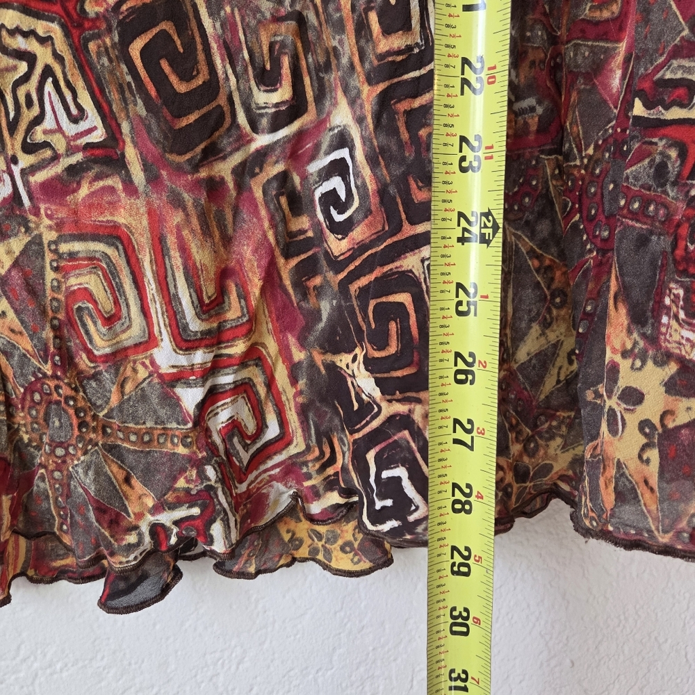 Chicos Silk Sheer Blouse Plus Size2 Sheer V-Neck Abstract Long Sleeve Top - Picture 14 of 14